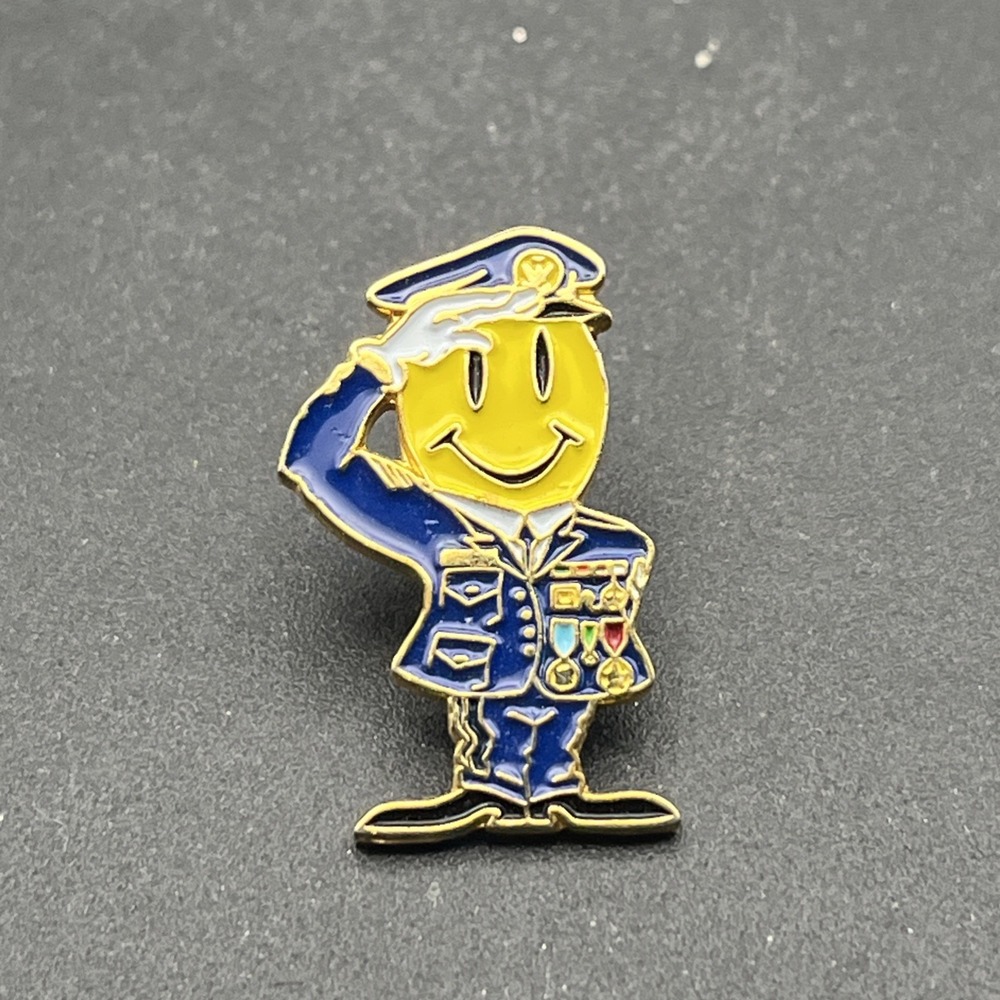Walmart Smiley Mascot Soldier‎ General Army Military Lapel Hat Pin
